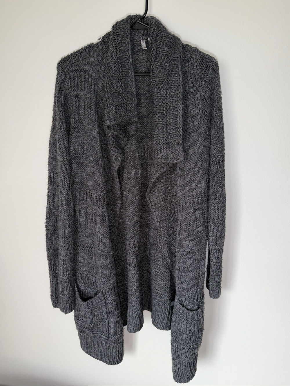 Caslon Charcoal Open-Front Knit Cardigan